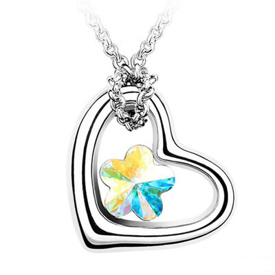 

Flower Necklace Crystal from Austrian High Quality Heart Pendants Necklace For Women Bijouterie Female Gift 112