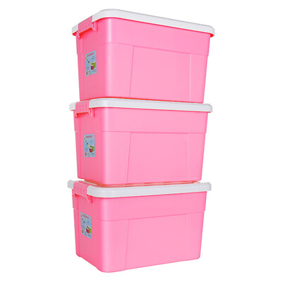 

Ai Laiya storage box plastic storage box large car storage box clothing storage box moving packaging box 45L 3 loaded macaron pink Z1252
