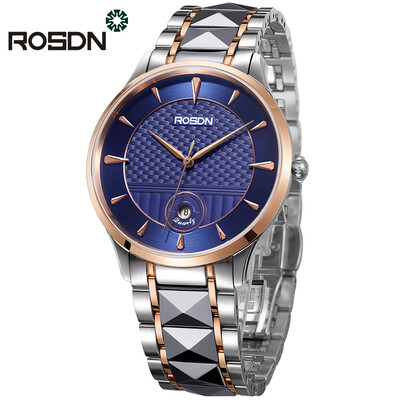 

luxury brand ROSDN lovers watches Women Wrist Watch Men couple Quartz Watch Stainless steel waterproof clock relogio masculino