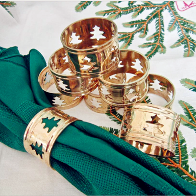 

6pcs fashion high-grade gold flower diamond wedding napkin ring napkin napkin buckle hotel home accessories metal napkin ring