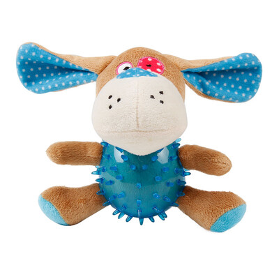 

Yili favors blue TPR material dog bite pet plush toy with ringing teeth tooth molars Teddy bullfighting toy
