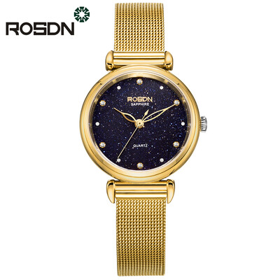 

ROSDN Brand Women Wrist Watch Rose Gold Mesh Strap Womens Watches Top Luxury Fashion Casual Quartz Watch 5ATM Waterproof