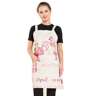 

Flamingo Leaf Pattern Apron For Women Cooking Baking Adult Bibs Coffee Shop Cleaning Aprons Kitchen Accessories