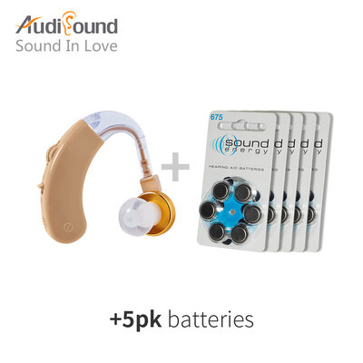 

Ear Care Brand New Audisound Hearing Aid Sound Amplifier For The Elder Hearing Device with 30PCS5 CARD A675 Battery