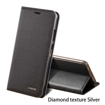 

Business style Genuine Leather flip Case For iPhone 6 7 8 Plus X Diamond texture 3 card slots phone cover