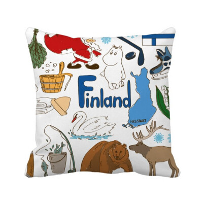 

Finland Landscap Animals National Flag Square Throw Pillow Insert Cushion Cover Home Sofa Decor Gift