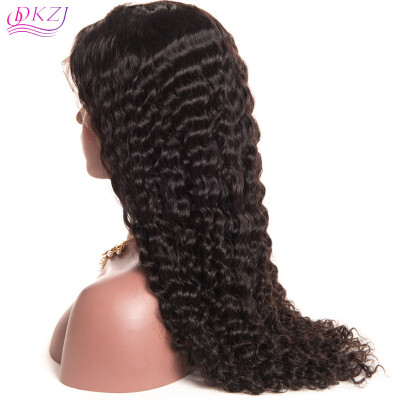 

QDKZJ Brazilian Deep Curl Hair Full Lace Wigs With Baby Hair 10-24 inch Non Remy Hair Natural Color