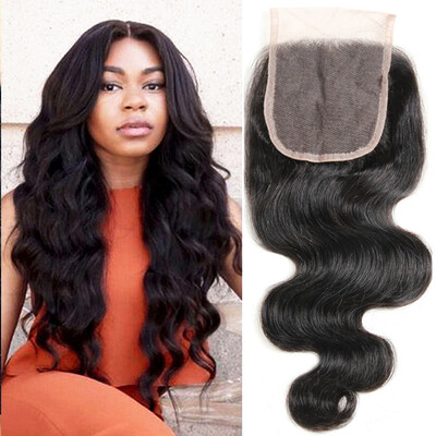 

Hot Sale Malaysian Body Wave Closure 44 Malaysian Lace Closure With Bleached Knots Cheap Closures With Free Shipping