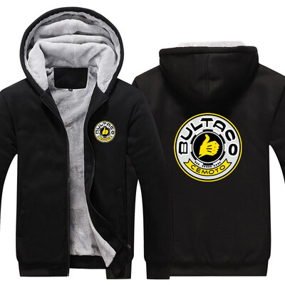 

2018 wholesale Mens Hoodie Bultaco Cemoto Pursang Printed Thicken Fleece Fashion Brand Jacket Tops Sportswear Jacket wool