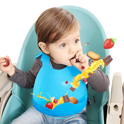 

Linmy Linmy baby bibs saliva towel baby waterproof bib all silicone stereo rice pocket blue MWDDL-810