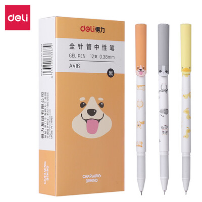 

Deli deli cute pet series 038mm black gel pen full needle pen pen 12 A416