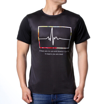 

Fashion Mens O-neck Waveform Print Pullover T-Shirts