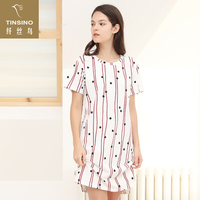 

Filament bird TINSINO ladies home service female nightdress female cotton cute girl thin section can wear outside home service female WHY9049030 white L