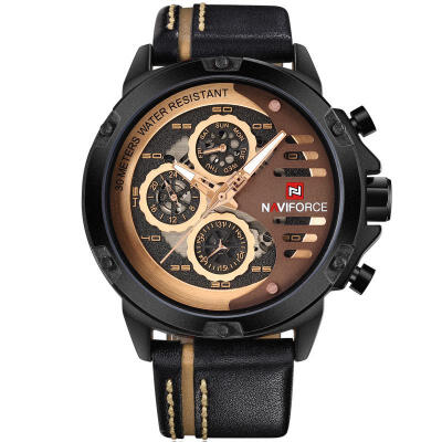 

NAVIFORCE Mens Watches Top Brand Luxury Waterproof 24 hour Date Quartz Watch Man Leather Sport Wrist Watch Men Waterproof Clock