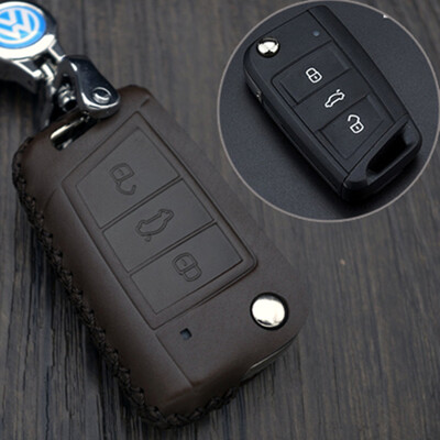 

Che Dapin Volkswagen Key Bag Leather Key Case Golf 7 Jia Lu Ling Ling Touran Way Ang Tiguan  Old Magotan Car Keychain Brown
