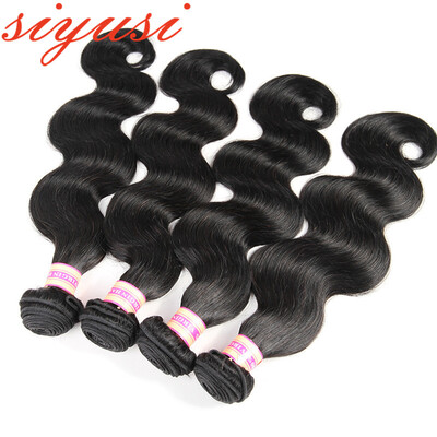 

Siyusi Hair Products Бразильская черная волна для волос 3 шт. 7A Необработанные волосы для наращивания волос Virgin Бразильские волосы Weave Bundle