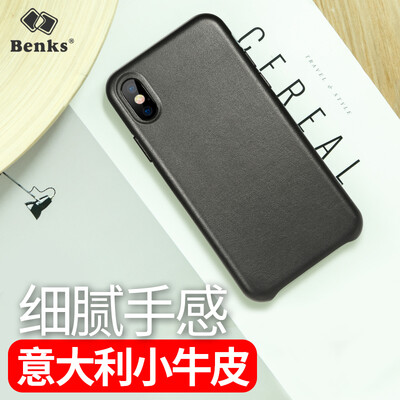 

Bonks Apple iPhoneX / 10 защитная оболочка телефона импортированная кожаный чехол из телячьей кожи Apple iX / i10 защитная крышка гибкая и деликатная оболочка изящного цвета черная
