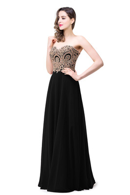 

2018 New Cheap Sweetheart Neck Burgundy Chiffon Appliques Long Prom Evening Dresses