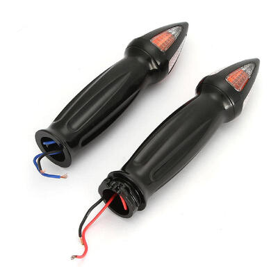 

A pair of 26mm 1" Black Aluminum Motorcycle Hand Gripsleft&right With Turn Signalsamber light Fit cruisers sport bikes