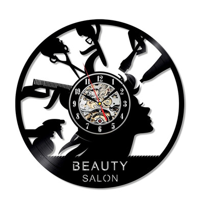 

Quartz Vinyl Record Wall Clock Beauty Salon Theme Fashion Wall Art Decorations