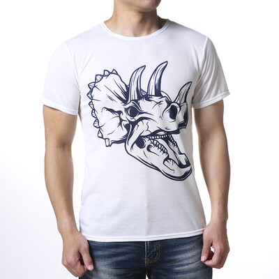 

Mens Round Neck Short Sleeves Dinosaur Head Printed T-shirts