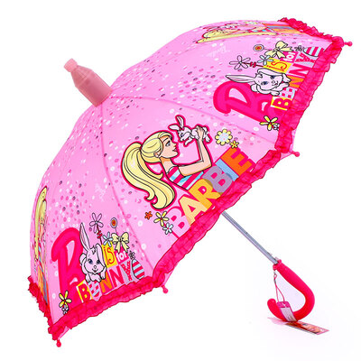 

Barbie Childrens Umbrella Girl Student Reinforced Waterproof Umbrella with Umbrella Set B-022