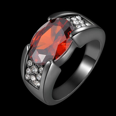 

35CT Fashion jewelry Mens 18K Black Gold Plated Wedding Matching RubyamethystTopaz Zircon stone Ring Size 7-15
