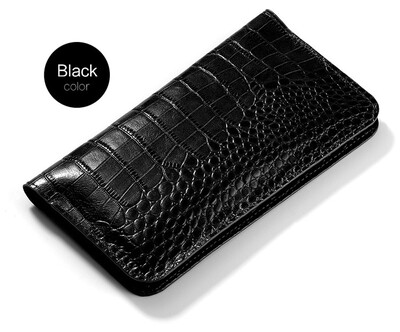 

Genuine Leather flip Case For iPhone 6 7 8 Plus X Crocidile Texture Dual Phone Bags Wallet