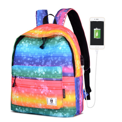

Starry girl student USB charging the leisure Korean style campus Backpack