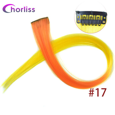 

Chorliss Clip In Hair Extensions 50Cm 20 Inch Long Colorful One Piece Synthetic Straight Fake Hair one Tone Pink Purple Blue
