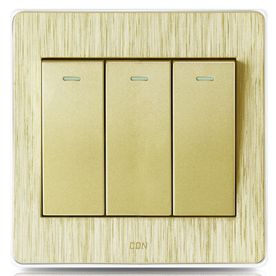 

Sidon CDN DJ-K031 three open single control wall switch socket warranty 10 years 3D brushed gold sharp series