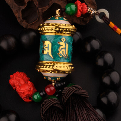 

Snowland impression car pendant car accessories Detian Buddhist alloy prayer wheel rearview mirror prayer wheel pendant