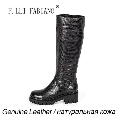 

FLLIFABIANO 2015 Winter New Style Martin Boots Mid-heel Platform Snake Skin Genuine Leather Martin Boots ZR3283-02