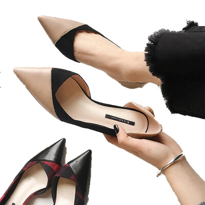 

Stitch High Heel Short With 3 cm Pointed Shallow Mouth Womens Shoes
