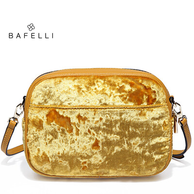 

BAFELLI новый бархатный мешок плеча прибытия сплит кожаный ремешок круглый мешок желтый bolsa feminina простая маленькая женская с