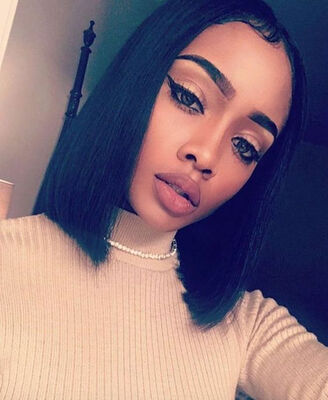 

T-top Hair Virgin Human Hair Lace Front Wig Short Bob Glueless Human Hair Wig Swiss Lace Natural Black With Natural Hairline And