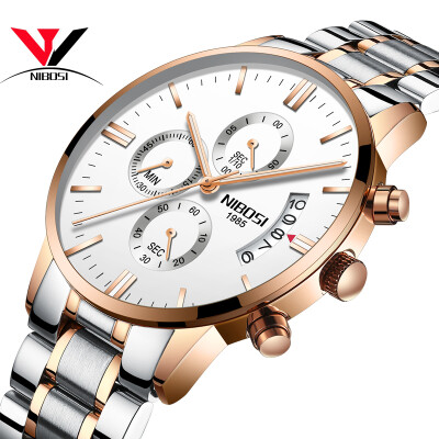 

2018 NIBOSI Gold Quartz Watch Top Brand Роскошные мужские часы Модный человек Наручные часы из нержавеющей стали Relogio Masculino Saatler