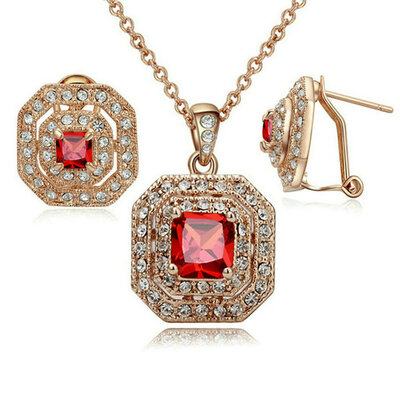 

Yoursfs® 18K Rose Gold Plated 2ct Simulated Diamond Necklace And Earring Jewelry Use Austrian Crystal Bridal Sets