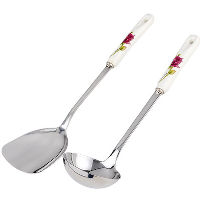 

Jiluo Kitchen DIY / Gadgets Серия перчаток Утолщенная нержавеющая сталь Керамическая штанга Сквош Сквош-ложка Набор из двух частей CP3018 Rose