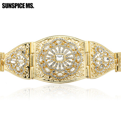 

Fashion Turkish Women Big Hollow Out Metal Waist Chain Belt Gold-Color Body Jewelry Resin Flower Indian Ethnic Party Belly Chain