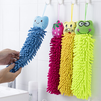

Ou Runzhe hand towel chenille hanging hand towel cute cartoon 4 color 4 Pack
