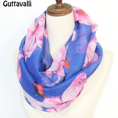 

Guttavalli Women New Spring Flowers Print Ring Shawl Stripes Vintage Soft Loop Scarf Winter Floral Chevron Leaf Infinity Scarves