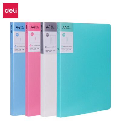 

Deli deli bright color series strong long clip pocket folder A4 folder stainless steel fixture blue 5058