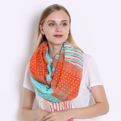 

JeouLy women striped infinity scarf Womens zigzag wave loop scarf female Accessories geometirc cloth hijab ethnic