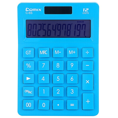 

COMIX C-6S 12-bit large-screen solar energy Colorful calculator computer dual power blue