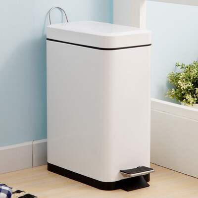 

Ou Runzhe rectangular trash cans 10L slow down quiet home pedal kitchen waste paper tube white