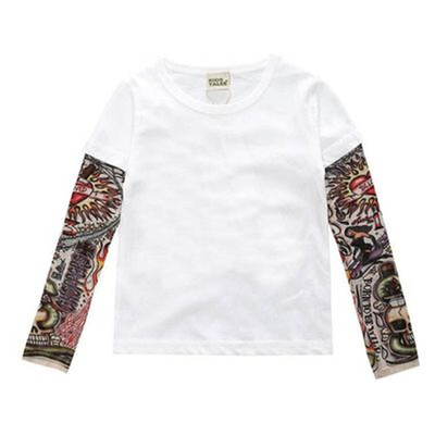 

2018 Boy Clothes Cotton T-shirt Long Sleeve Children Tee Shirts Novelty Tattoo Sleeve Baby Girl Tops Spring&autumn KidsTop