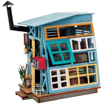 

If state children three-dimensional wooden puzzle DIY mini hut assembled handmade house model creative holiday gift floating day hidden DGM03