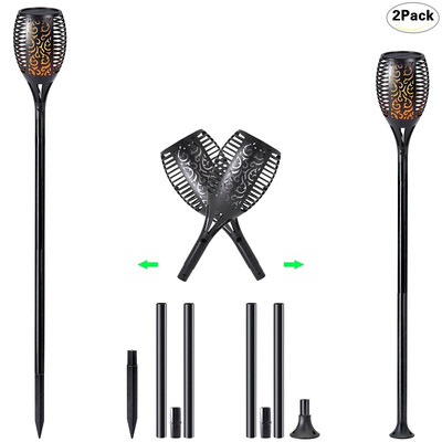 

Decor Solar Tiki Torches Path Lights Waterproof Flash Flickering Flames Outdoor Landscape Decoration LED Lantern Lighting Wireless