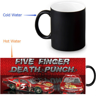 

Пять Finger Death Punch 350ml / 12oz Heat Reveal Mug Color Change Чашка кофе Чувствительные морфинг-кружки Волшебная чашка для чайных чашек
